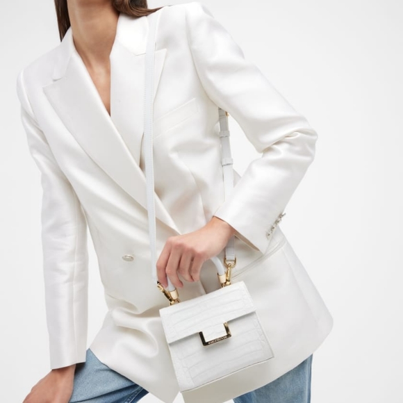 White Maria Oliver Michelle Crocodile top handbag - Picture 5 of 16